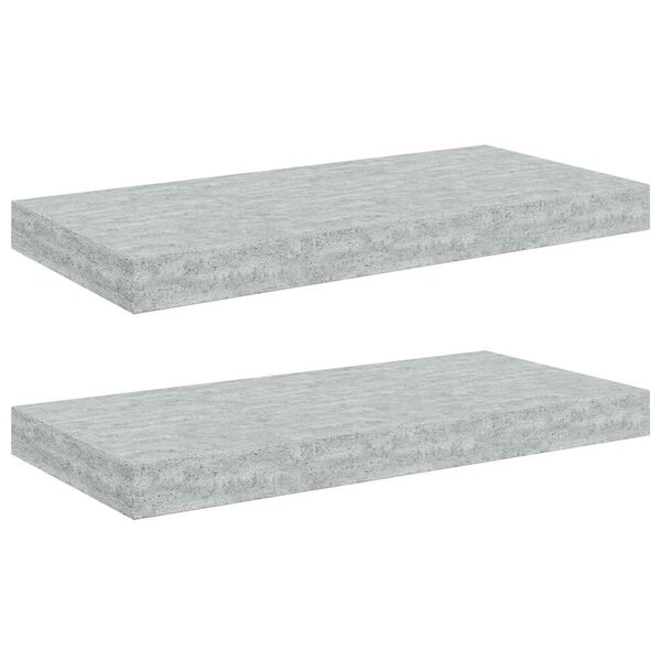 vidaXL Flytende vegghyller 2 stk betonggr&aring; 50x23x3,8 cm MDF