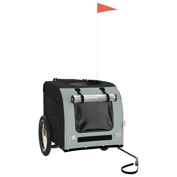 vidaXL Kjæledyrsykkelhenger grå og svart oxfordstoff og jern