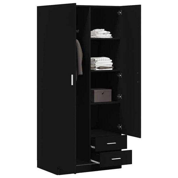 vidaXL Garderobe svart 80x52x180 cm konstruert tre