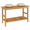 vidaXL Baderomshylle med kremhvite marmorvasker heltre teak