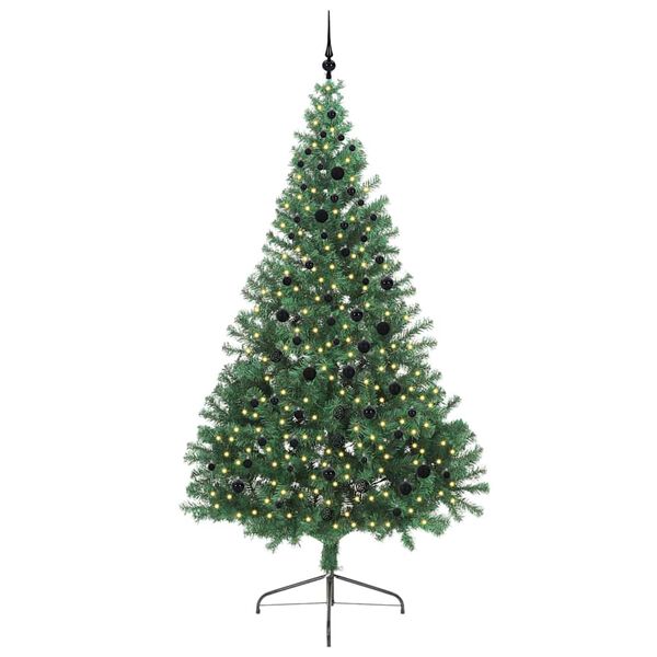vidaXL Kunstig Forh&aring;ndsopplyst Juletre med 300 LED gr&oslash;nn 240 cm PVC
