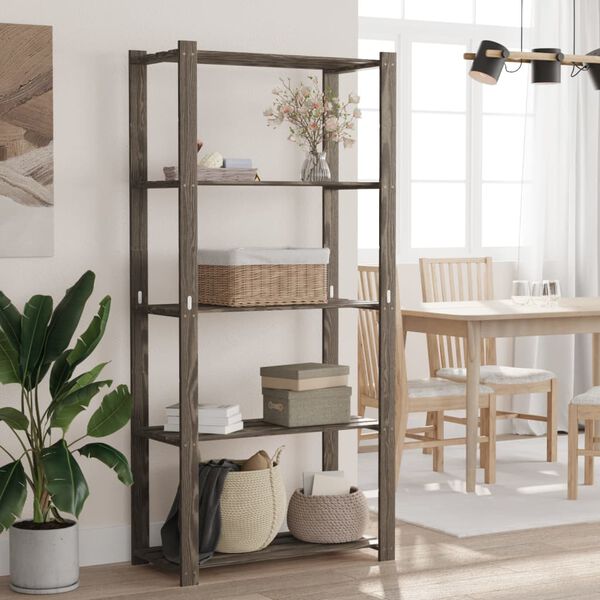 vidaXL Oppbevaringshylle 5 etasjer gr&aring; 80x38x170 cm heltre furu