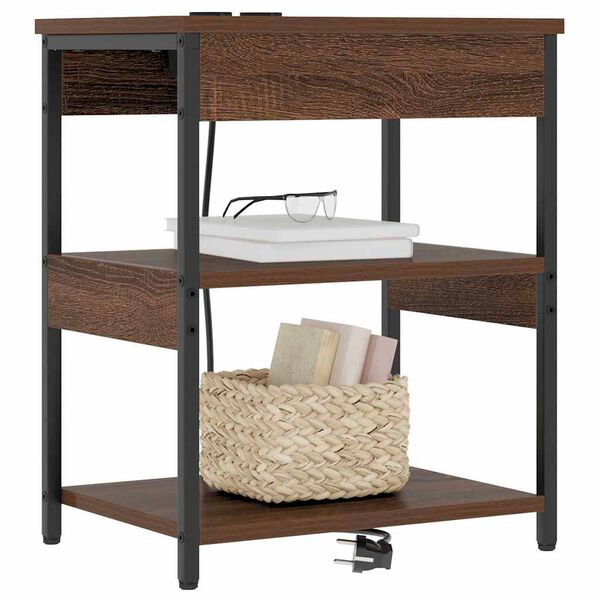 vidaXL Nattbordskap 2 pcs Brun Eik 41 x 31 x 51 cm Konstruert tre