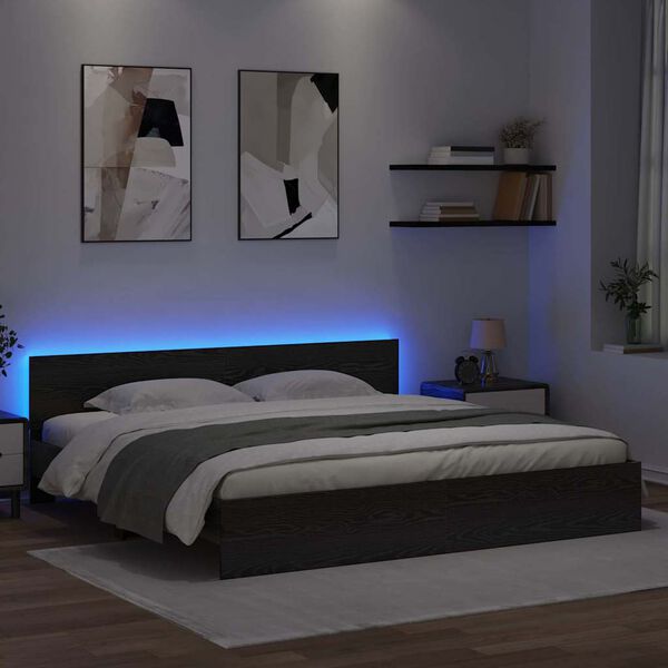 vidaXL Sengestamme Svart Eik 180 x 200 cm Konstruert tre