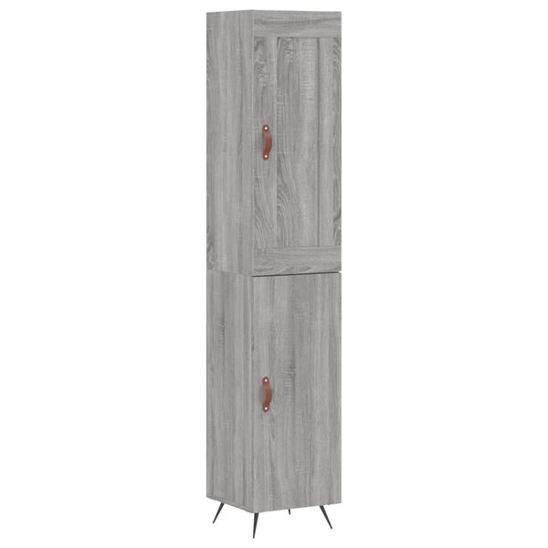 vidaXL Highboard gr&aring; sonoma 34,5x34x180 cm konstruert tre