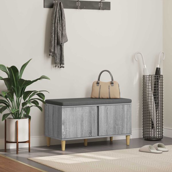 vidaXL Gangbenk med pute med lagring Gr&aring; Sonoma 80 x 38 x 46 cm