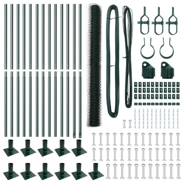 vidaXL Gjerdep&aring;le gr&oslash;nn 25 x 1,6 m (50 mm nett) St&aring;l og PVC