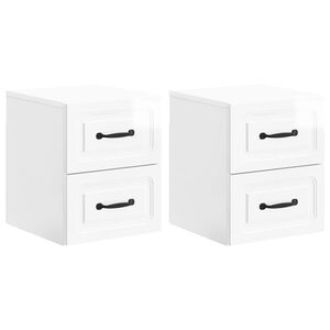 vidaXL Vegghengt Nattbord 2 pcs H&oslash;gglans hvit 34,5 x 33 x 40 cm