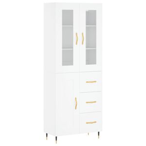 vidaXL Highboard hvit 69,5x34x180 cm konstruert tre