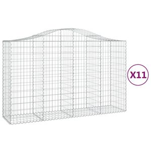 vidaXL Gabionkurver buede 11 stk 200x50x120/140 cm galvanisert jern