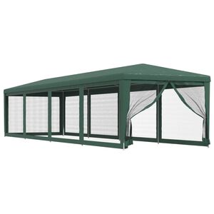 vidaXL Festtelt med 10 sidevegger av netting gr&oslash;nn 3x12 m HDPE