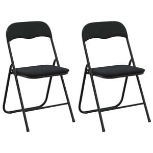 vidaXL Sammenleggbart stol 2 stk. Fl&oslash;yel Svart 48 x 44 x 78 cm