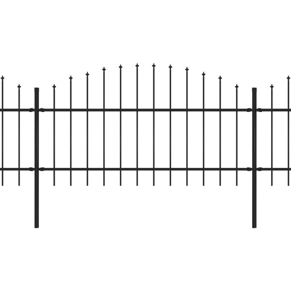 vidaXL Hagegjerde med spydtopp st&aring;l 892,5x125 cm svart