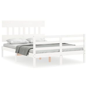 vidaXL Sengeramme med hodegavl hvit small double heltre