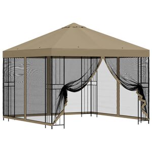 vidaXL Hagepaviljong med sidevegger 3 x 3 m Beige Polyester og st&aring;l