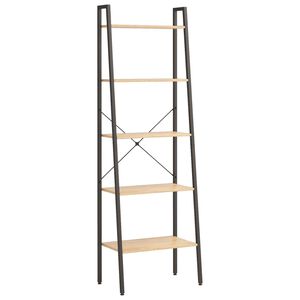 vidaXL Gulvhyller 5 etasjer lysebrun og svart 56x35x174 cm