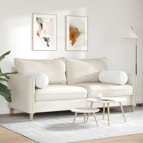 vidaXL Bolster puter 2 pcs Hvit Ø 25 x 70 cm stoff