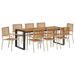 vidaXL Hage Spisegruppe 9 stk. Beige og Brun polyrotting
