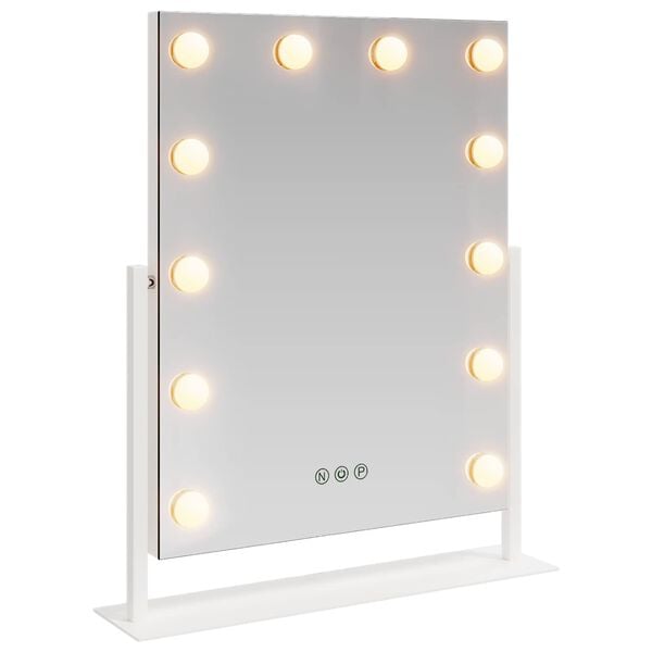 vidaXL LED Sminkespeil Hvit 44 x 10 x 53 cm Glass og St&aring;l