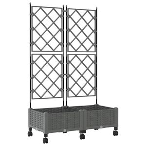 vidaXL Hageplanter med espalier og hjul 2 stk. Lysegr&aring; PP
