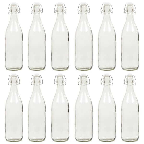 vidaXL Glassflaske med klipslukking 12 stk 1 L