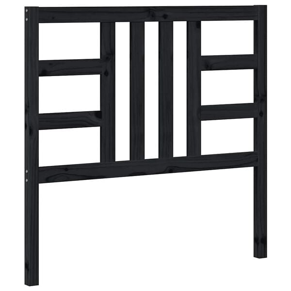 vidaXL Sengegavl svart 106x4x100 cm heltre furu