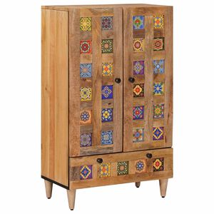 vidaXL H&oslash;yskap Naturlig 60 x 33,5 x 100 cm Massiv mango tre