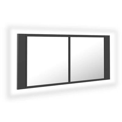 vidaXL LED-speilskap til baderom grå 100x12x45 cm akryl