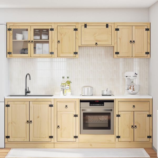 vidaXL Kabinett med skuff med hylle SKI 8 pcs HonningBrun Massiv furu