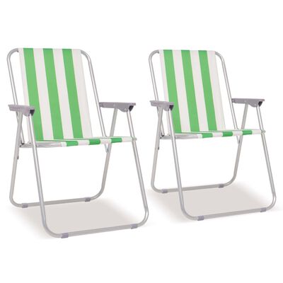 vidaXL Sammenleggbare campingstoler 2 stk grønn hvit stål 52x62x75 cm