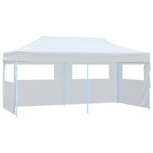 vidaXL Foldbart popup festtelt med sidevegger 3x6 m st&aring;l hvit