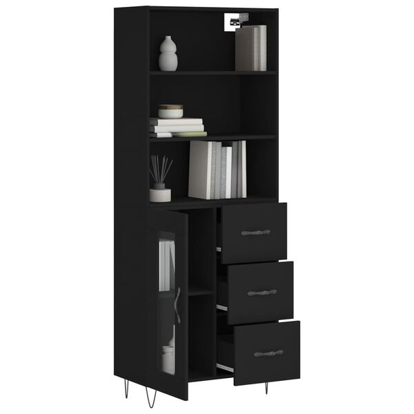 vidaXL Highboard svart 69,5x34x180 cm konstruert tre