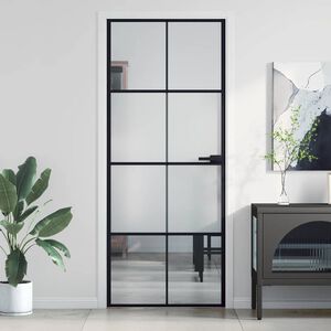 vidaXL Innerd&oslash;r slank svart 83x201,5 cm herdet glass og aluminium