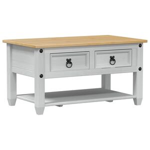 vidaXL Kaffebord med skuff Hvit 85 x 50 x 45 cm Massiv furu