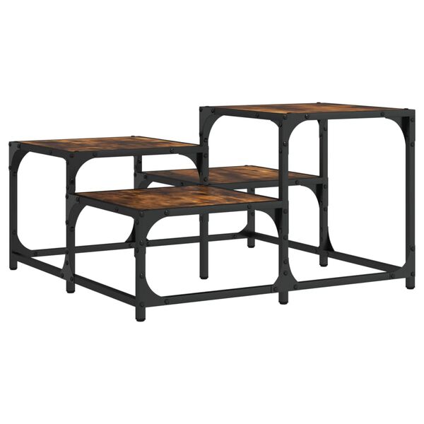 vidaXL Salongbord røkt eik 68x68x40 cm konstruert tre