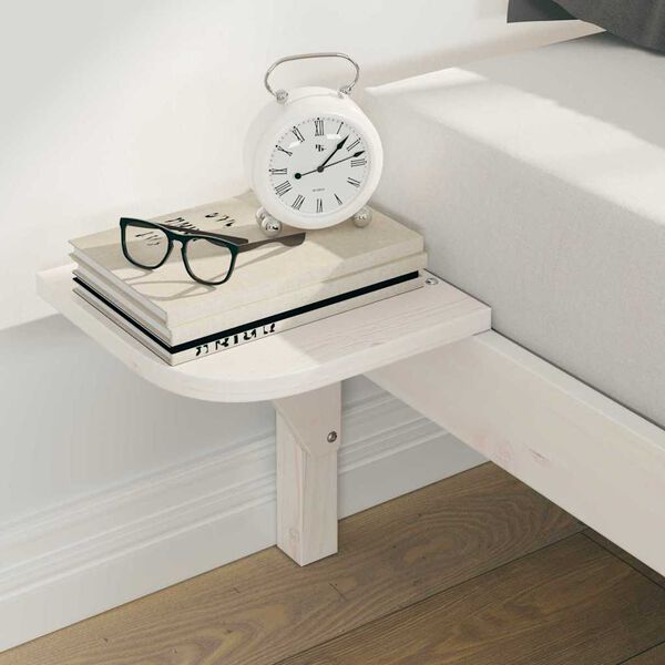 vidaXL Sengestamme med Sidebord Hvit 200 x 210 cm Massiv furu