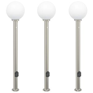 vidaXL Pullertlamper med sensor og stikkontakt 3 stk 120 cm rustfritt st&aring;l IP44