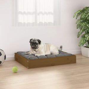 vidaXL Hundeseng honningbrun 61,5x49x9 cm heltre furu