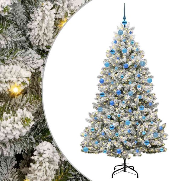 vidaXL Kunstig juletre med 300 LED Gr&oslash;nn og hvit 180 cm PVC og metall