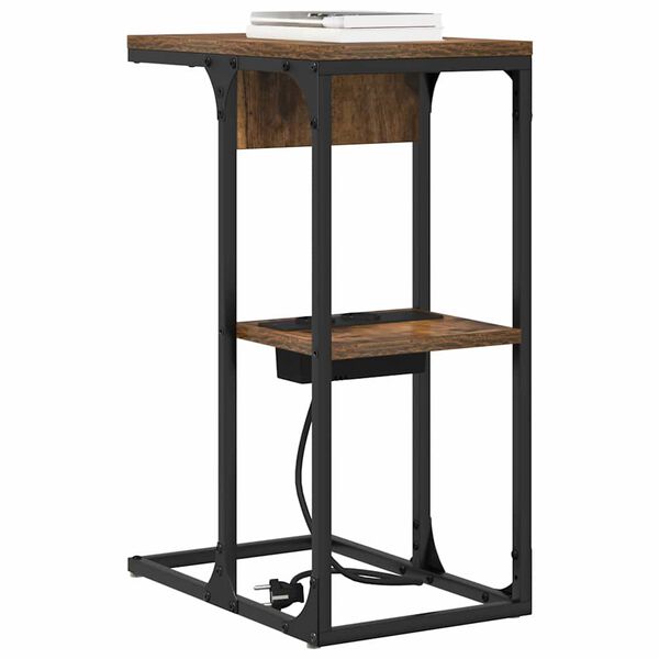 vidaXL Nattbordskap R&oslash;kt eik 41,5 x 26 x 60,5 cm Konstruert tre