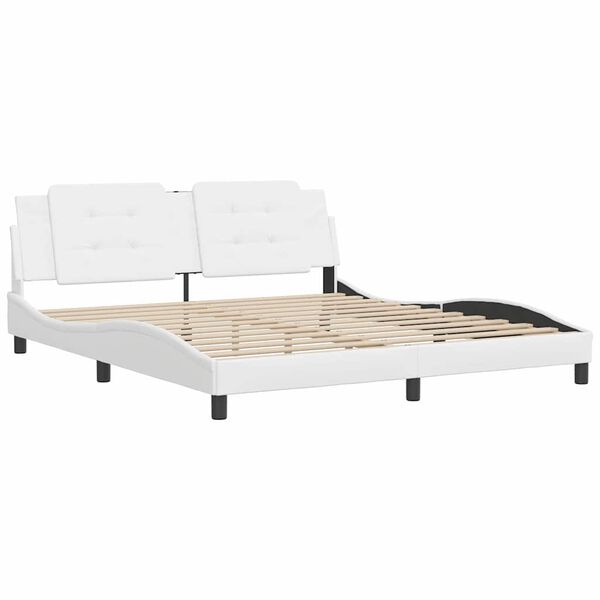 vidaXL Sengeramme uten madrass Zadar hvit 180x200 cm kunstl&aelig;r