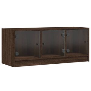 vidaXL TV-benk med d&oslash;r brun eik 102x37x42 cm