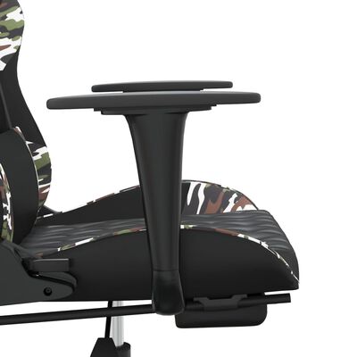 vidaXL Gamingstol med fotstøtte svart og kamuflasje kunstskinn