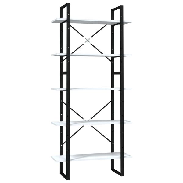 vidaXL Bokhylle 5 nivåer hvit 80x30x175 cm konstruert tre