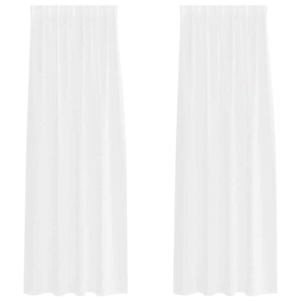 vidaXL Voile Gardin med gardiner 2 pcs Hvit 260 x 140 cm Polyester