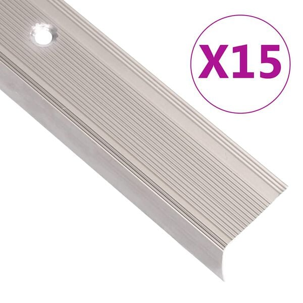 vidaXL Trappeneser L-form 15 stk aluminium 90 cm champagne