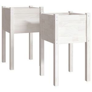 vidaXL Plantekasser 2 stk 40x40x70 cm heltre furu hvit