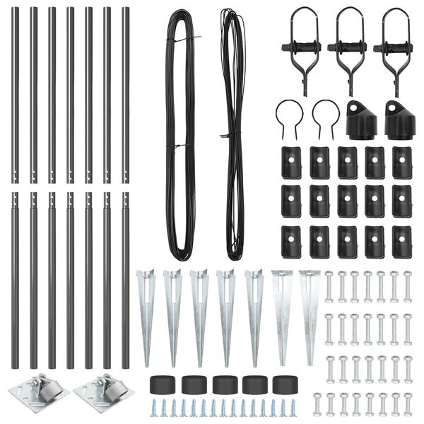 vidaXL Gjerdepunkter 7 pcs Grå Ø32mm 180 cm Galvanisert stål