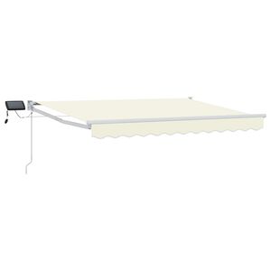 vidaXL Manuell utvidbar markise med LED-lamper Krem og hvit 2,5 x 2 m