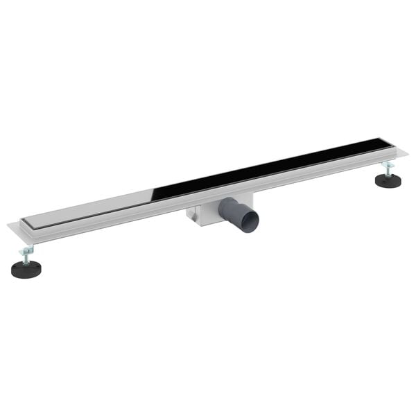 vidaXL Dusjavl&oslash;p med Glassdeksel Svart 90 cm Rustfritt St&aring;l 304